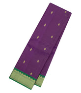 Dark Purple Handloom Kanchipuram Silk Saree With Stripes & Buttas-KA15950