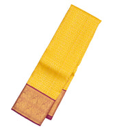 Yellow Handloom Korvai Kanchipuram Silk Saree With Floral Zari Motifs-KA12961