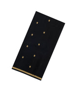 Black Handloom Maheswari Silk Cotton Saree With Buttas & Zari Border-SC4887