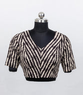 Black Printed Ready Made Blouse With Front & Back High Neck-RB5180