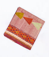 Maroon Handloom Tussar Silk Saree With Printed & Embroidered Triangle Motifs