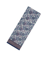 Navy Blue Printed Chanderi Cotton Saree With Zari Border-CC1580