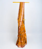 Oil Mustard Woven Viscose Dola Silk Saree With Printed Pichwai Motifs-BL3771