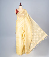 Yellow Woven Synthetic Supernet Saree With Floral Motifs-BL4237