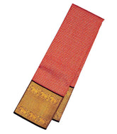 Red Handloom Korvai Kanchipuram Silk Saree With Silver Zari Checks-KA11994