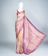 Lilac Woven Art Tussar Silk Saree With Printed Dancing Motifs-BL3880