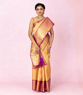 Multi Colour Handloom Korvai Kanchipuram Silk Saree With Checks-KA16449