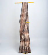 Beige Woven Art Linen Saree With Printed Prince Motifs-BL3733