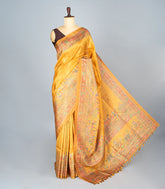 Beige Woven Synthetic Tussar Silk Saree With Printed Motifs-BL4281