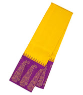 Yellow Handloom Korvai Kanchipuram Silk Saree With Magenta Border