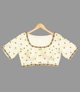 Intricate Gold Embroidered Off-White Blouse -RB5129