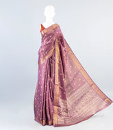 Lilac Woven Art Dola Tissue Saree With Floral Motifs-BL3989