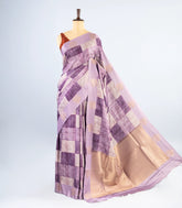 Lavender Woven Synthetic Tussar Silk Saree With Printed Checks-BL4146