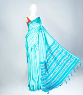 Turquoise Woven Art Tussar Silk Saree With Printed Floral Pallu-BL3901