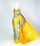 Yellow Woven Blended Tissue Silk Saree With Elephant Motifs-BL3894