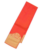 Dark Peach Silk Saree With Dotted Waves Motifs-EC2458