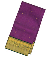 Magenta Handloom 9 Yards Kanchipuram Silk Saree With Stripes & Buttas-KA12254