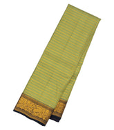 Cardamom Green Silk Saree With Stripes & Black Border