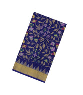 Dark Blue Handloom Uppada Silk Saree With Meena Floral Motifs-UP0351