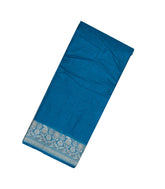 Indigo Woven Tussar Silk Saree With Meena Floral Border-TU2977