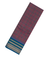 Dark Lilac Woven Chettinad Cotton Saree With Checks & Contrast Border-CN1822