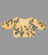 Beige With Blue Kalamkari Inspired Printed Blouse