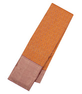 Rust Handloom Kanchipuram Silk Saree With Meena Floral Motifs-KA14748