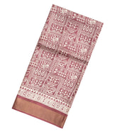 Dusty Pink Handloom Tussar Silk Saree With Printed Tribal Motifs-TU2642