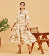 Beige And Gold Embroidered Dress