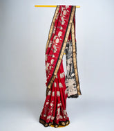 Maroon Woven Art Chanderi Saree With Printed Kalamkari Motifs-BL3712