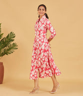 French Rose Pink Floral Dress