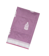 Lilac Handloom Banarasi Ektara Weaving Silk Saree With Floral Zari Buttas-BE1372