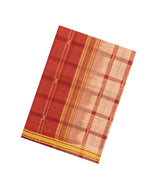Red Woven Kadappa Cotton Saree With Checks-KN0731