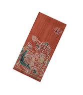 Rust Printed Synthetic Tussar Silk Saree With Contrast Border-SY0111