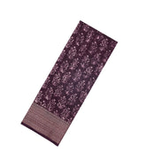 Burgundy Printed Chanderi Cotton Saree With Zari Border-CC1535