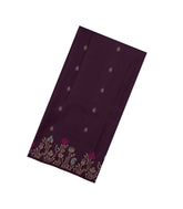 Dark Burgundy Handloom Soft Silk Saree With Floral Motifs-SO4783