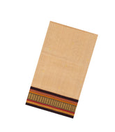 Sandal Handloom Korvai Silk Cotton Saree With Floral Buttas & Contrast Border-SC3829