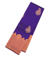 Purple Handloom Korvai Kanchipuram Silk Saree With Contrast Running Border-KA13622