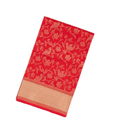 Red Handloom Soft Silk Saree With Bird Vine Motifs -SO4285