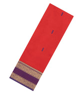 Red Woven Chettinad Cotton Saree With Buttas & Contrast Border-CN1921