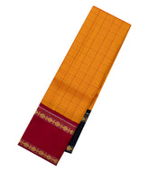 Mango Yellow Handloom Korvai Kanchipuram Silk Saree With Ganga Jamuna Border - KA14620