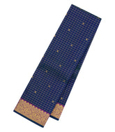 Dark Blue Handloom Kanchipuram Silk Saree With Checks & Buttas-KA15714