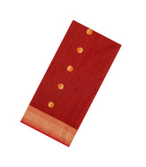 Red Handloom Maheswari Silk Cotton Saree With Buttas-SC4153