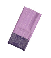 Lavender Handloom Soft Silk Saree With Stripes & Contrast Border-SO4044