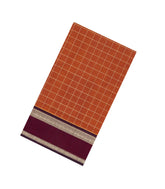 Orange Handloom Silk Cotton Saree With Zari Checks-SC4218