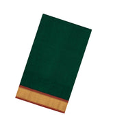 Bottle Green Handloom Silk Cotton Saree With Contrast Border-SC4488