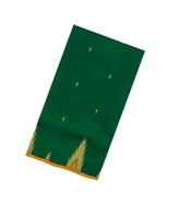 Green Handloom Silk Cotton Saree With Buttas & Temple Border-SC4652
