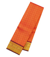 Orange Handloom Korvai Kanchipuram Silk Saree With Floral Zari Motifs-KA16668