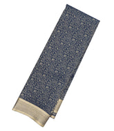 Navy Blue Mysore Crepe Silk Saree With Floral Vine Motifs-MS3123