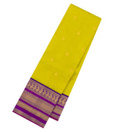 Neon Green Handloom Korvai Kanchipuram Silk Saree With Zari Buttas-KA16343